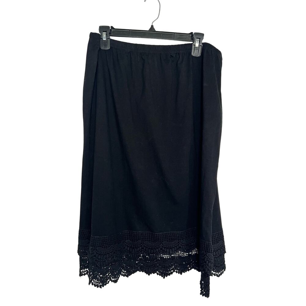 Grace Karin Skirt Black 2XL Crochet Hem Elastic Waist Cotton Blend